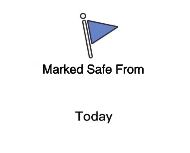 A text-based graphic mimicking a social media safety check status update.